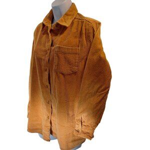 Chadwick Womens M Cabincore Chunky Wide Corduroy Long Sleeve Shacket Gold